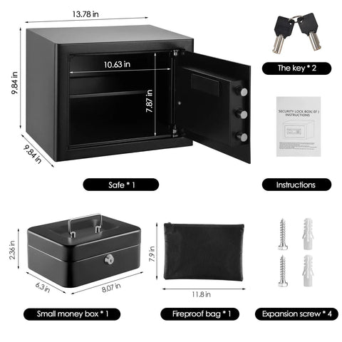 Fireproof Safe Box With Lock Waterproof Safe Bag Included Built To Last For Cash Jewelry Pistol Documents And Files Digital Cabinet Safe