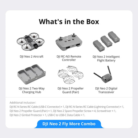 Image showing contents of the 4K Beginner Drone With Fly More Combo And RC N3 Controller, including drone, controller, and batteries.