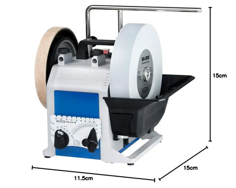 Top Shelf Water Cooled Sharpening System For Keeping All Your Edges Slick And Fly On Every Woodworking Project Featuring Smooth Wet Cooling and tool dimensions.