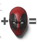 Deadpool 3D Deco Light Mask Wall Decor Cordless Battery Operated LED Night Light with Sticker, showing assembly process