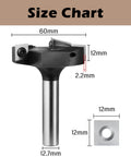 Size chart of 2.36 Inch Cutting Diameter 3 Wing Spoilboard Surfacing Router Bit, One Half Inch Shank, Carbide Insert