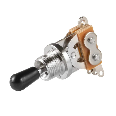 3 Way Short Straight Guitar Toggle Switch Pickup Selector With Replaceable Tip Cap Knobs, 12mm shaft, black tip