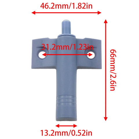 Top Notch Pom Plastic Cabinet Soft Close Damper Buffer With Grey Slam Proof Bump Stop Valves, 66mm long component shown.