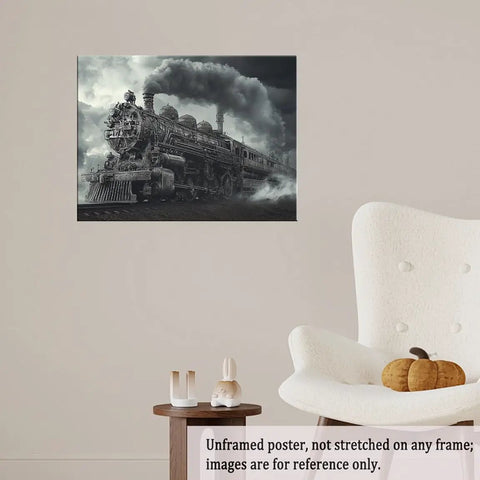 Dope High Contrast Black And White Steam Locomotive Wall Art Print Retro Train Photo Poster For Office Living Room And Study, 11x14 Inches