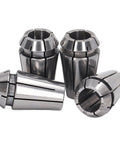 Top Tier 4-Piece Spring Steel Collet Chuck Kit For Boring And Milling Jobs With Insane Accuracy Under 0.0003 Inch Runout, showing four collets.