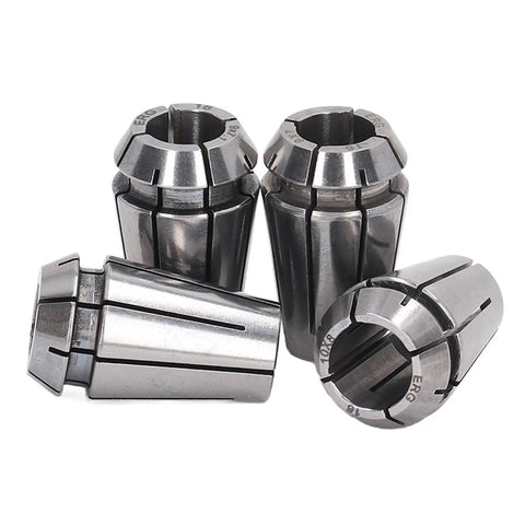 Top Tier 4-Piece Spring Steel Collet Chuck Kit For Boring And Milling Jobs With Insane Accuracy Under 0.0003 Inch Runout, showing four collets.