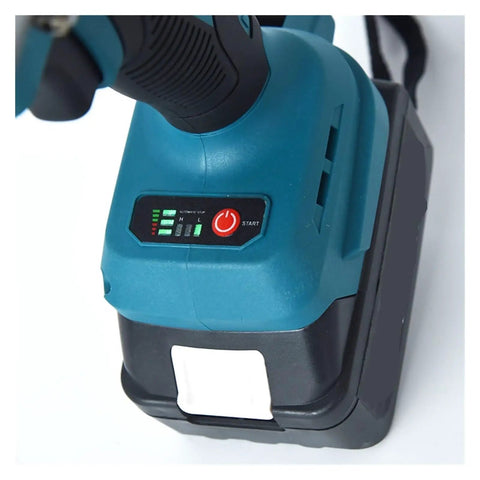 Close-up of Gangsud Cordless Brushless Impact Wrench battery and control panel showing indicators for heavy duty work.