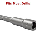 Ten Piece Magnetic Nut Driver Set With 65mm Extension Five Sixteenth Inch And Eight Millimeter Hex Bits Quick Change Socket Holder For Electric Drills Pro Grade Durable Chrome Vanadium Steel Construction