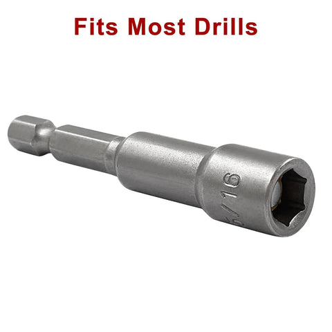 Ten Piece Magnetic Nut Driver Set With 65mm Extension Five Sixteenth Inch And Eight Millimeter Hex Bits Quick Change Socket Holder For Electric Drills Pro Grade Durable Chrome Vanadium Steel Construction