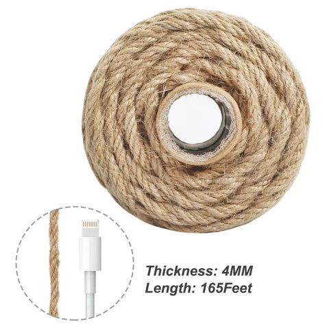 Coiled Jute Twine 165 Feet 4mm Thick Natural Rope For Crafts DIY Projects Garden Ties