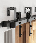 12 Foot Low Ceiling Heavy Duty Beefed Up Sliding Barn Door Hardware Kit With Double Track Bypass For Two Doors