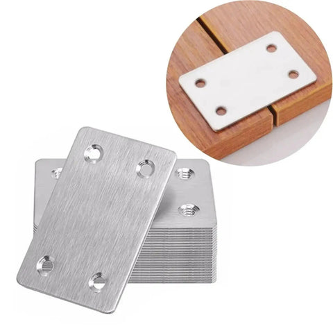 Dang Solid Stainless Steel Mending Plates Set Packs Forty Corner Angle Braces For Furniture Cabinet Wood Repair Featuring Pre Drilled Holes, showing mending plates stacked.