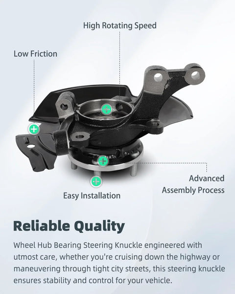 Front Right Steering Knuckle And Wheel Bearing Hub Assembly For Hyundai Sonata 2011 2012 2013 That Fits Without Sport Suspension 2.4L 14mm Bolt Hole 27 Splines OE Reference 698464 Replacement Part