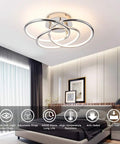 Silver LED Ceiling Light Flush Mount With Dimmable 3000K To 6000K Range in modern bedroom setting.