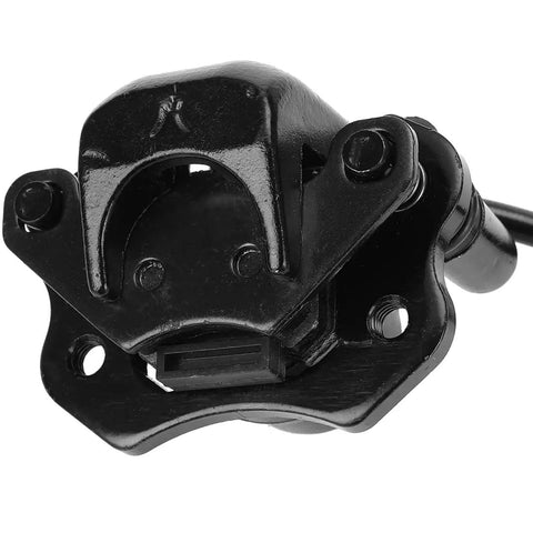 Black rear brake master cylinder caliper assembly, compatible with 50cc-125cc ATVs, featuring a rugged design for wide compatibility.
