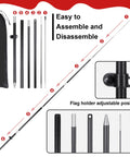 Components of Open House Signs Kit With Flag And Poles 36 Piece Real Estate Yard Sign Set; disassembled flag poles and carry bag.