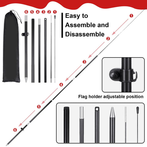 Components of Open House Signs Kit With Flag And Poles 36 Piece Real Estate Yard Sign Set; disassembled flag poles and carry bag.