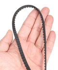 4 Pack 90XL Timing Belt 0.25 Inch Width 0.20 Inch Pitch 45 Teeth Rubber Cogged Belt With Fiberglass Cords in hand.