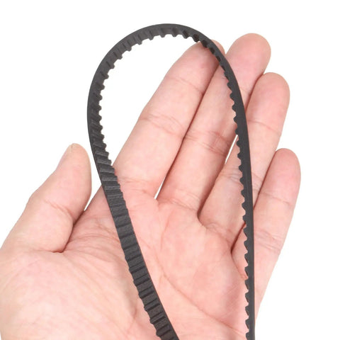 4 Pack 90XL Timing Belt 0.25 Inch Width 0.20 Inch Pitch 45 Teeth Rubber Cogged Belt With Fiberglass Cords in hand.