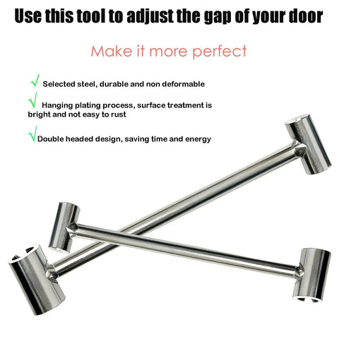Door Hinge Adjustment Tool For Sagging Doors With 14 To 19mm Gap, Rust-Proof Rolled Steel Jamb Hinge Jig shown with double-headed design