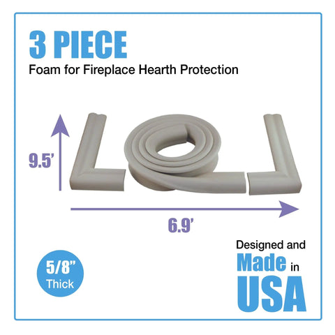 Taupe Hearth Cushion For Fireplace Edges And Corners, 8.33 Feet Of High Density Soft Padding, 3 Piece Edge Guard