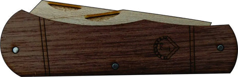 Trapper Wooden Pocket Knife Making Kit For Beginners, walnut body, closed double blade view, kid-friendly DIY project, Made in USA