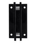 Vienna 037 Series Matte Black Wall Mount Shower Door Hinge For Three Eighths To One Half Inch Glass, top view of hinge