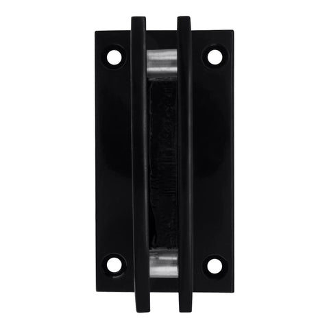 Vienna 037 Series Matte Black Wall Mount Shower Door Hinge For Three Eighths To One Half Inch Glass, top view of hinge