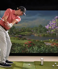 Golfer using Launch Monitor And Golf Simulator With Metal Protective Case For Home Practice Real Time Ball Speed Distance Launch Angle