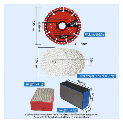 Top Notch 16 Piece Diamond Tile Hole Saw Kit With M14 Adapter And Metal Cutting King Blade For Drilling Hard Surfaces Plus Polishing Pads For That Smooth Finish You Deserve. 125mm blade, 100mm pads