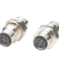 D Code M12 4 Pin Bulkhead Connector Beefy Shielded IP67 Female To Female Panel Mount Pack Of Two displayed on white background