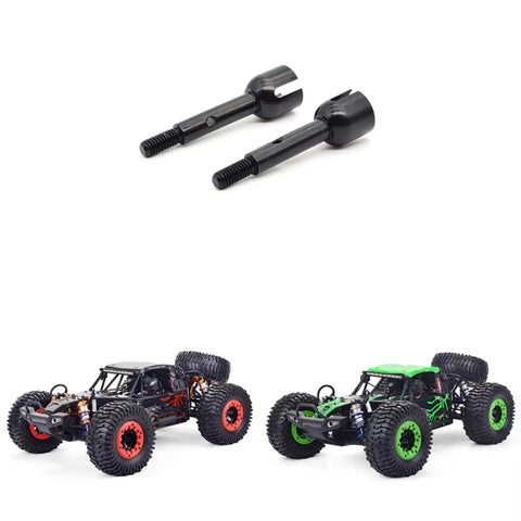 Alloy Metal Rear Wheel Axle Cups 7505 Set For 1 Tenth Scale RC Cars Upgrade Parts And Spare Replacement Accessories Compatible With DBX-10 Racing Buggy Durable Heavy Duty Hubs 2Pcs shown above two RC cars