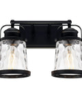 Matte Black Two Light Vanity Lights For Bathroom Farmhouse Rustic Over Mirror Sconces With Hammered Glass Shades Vintage Industrial