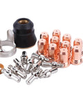 Top Tier 24 Pcs Plasma Cutter Consumables Set For Yeswelder Cut 55ds Pro And 65ds Torch Parts with copper electrodes and nozzles.