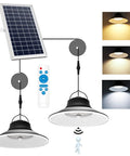 Solar Pendant Light With Motion Sensor And Remote Outdoor Indoor Dimmable LED 3000K 4500K 6000K Color Temperature 4 Lighting Modes
