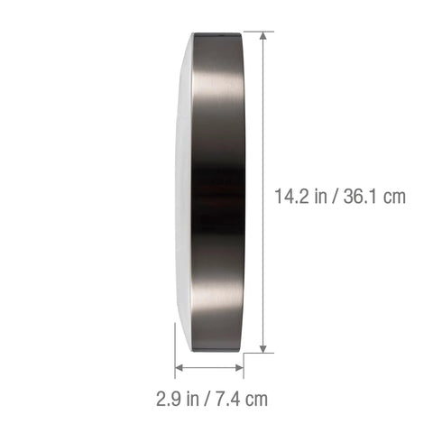 Side view of Motion Sensor LED Ceiling Light 14 Inch Dimmable 1600 Lumens Fixture With RGB Mood Lighting, highlighting dimensions.