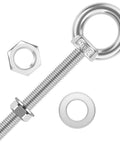 4 Pack M8 X 100mm Stainless Steel Eye Bolts With Nuts And Washers Lifting Ring Eyebolt Kit For Swing Board Furniture And DIY Projects
