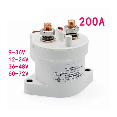 Heavy Hitter 200A DC Contactor Relay Switch For EV Charger Stations High Voltage Power Controller With Mini Breaker Protection, compact design.