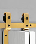 Golden 84 Inch Double Bifold Sliding Barn Door Hardware Kit For Closet Doors With Glides Like Butter And Quiet Operation