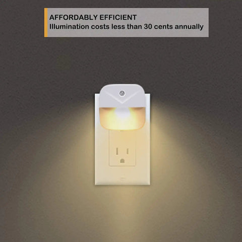 Glare Free Plug In LED Night Light With Dusk To Dawn Sensor, Auto On Off Nightlight for Bedroom, Bathroom, warm white glow