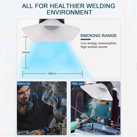 Mini Solder Fume Extractor For Home Workshop Quiet Bench Smoke Absorber demo before and after use