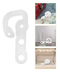 Premium White Refrigerator Door Stopper Replaces Latch Hook And Hinge Catch Clip For Smooth Appliance Operation With Streamlined Compact Fit To Prevent Freezer Swing displayed from multiple angles.