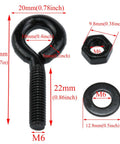 Heavy Duty Black Carbon Steel Eye Bolts Set Of 12 With Nuts And Washers One Quarter Inch By One Inch Hook and Shoulder Lifting Rings