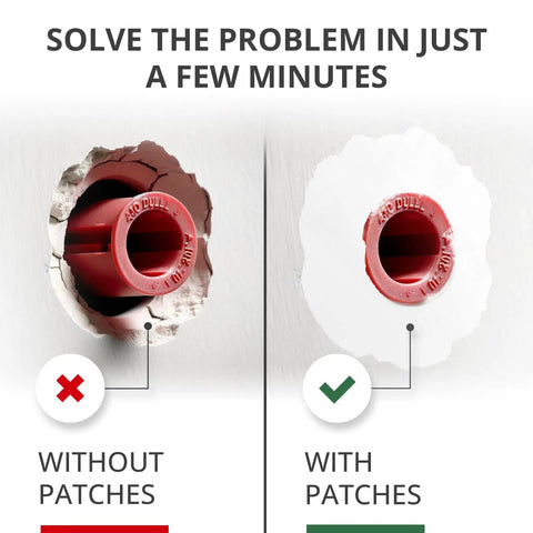 Comparison of wall anchor with and without Anchor Patch Kit For Drywall And Plaster - 20 Patches In Two Sizes To Fix Wobbly Anchors.