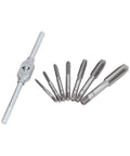 Top Notch Metric Hand Tap Wrench Set With Adjustable Reamer From M3 To M12, Bearing Steel Grip for fast tapping, M3 to M12 sizes.