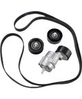 Premium Belt Tensioner Idler Pulley Kit For Kia Forte Magentis Optima 6PK2125 25281-25000 Heavy Duty Direct Bolt On No Modding Needed Crankshaft Replacement Part Made To Fit OEM Specs Perfectly Without Any Grinding Or Shimming Required. black belt kit with tensioner and two idler pulleys