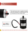 24V 150W Electric Scooter Motor With 7 Tooth 25H Chain Sprocket MY6812 Brush DC Motor showing rotation features