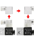 Electrical Pneumatic Solenoid Valve 3V1-06 installation with 24VDC Coil, PT1/8 inch port, showing assembly process and configuration