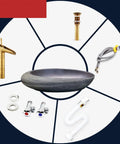 USZWBY Vanity Sink Basin High-Grade Retro Bathroom Sinks ceramic vessel sink with faucet and plumbing accessories.