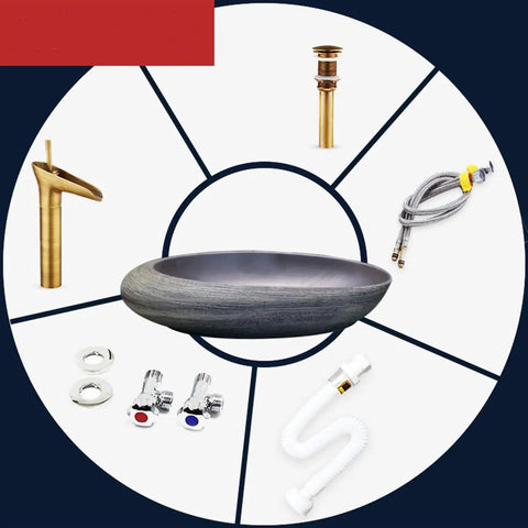USZWBY Vanity Sink Basin High-Grade Retro Bathroom Sinks ceramic vessel sink with faucet and plumbing accessories.